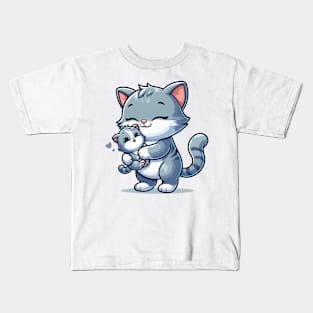 mother cat holding kitten Kids T-Shirt